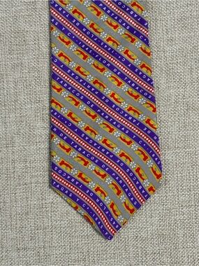 Vintage Partagas 1845 Cigar Silk Tie Flor de Tabacos Novelty Gray Purple